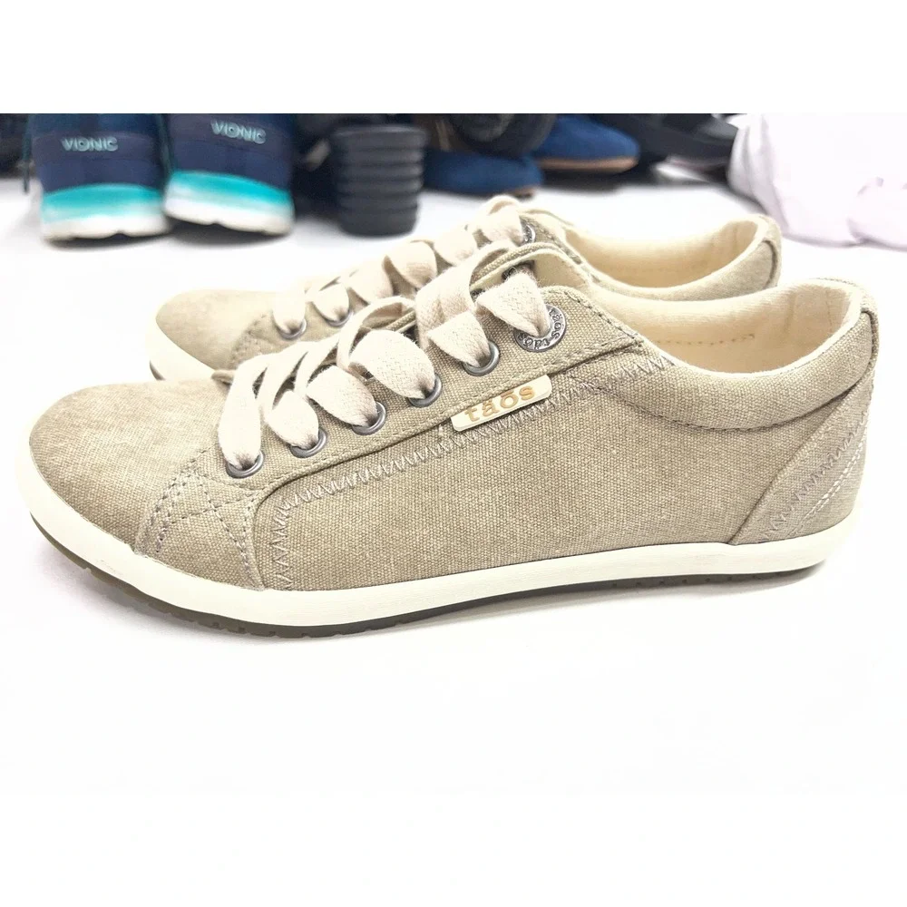Taos Star Womens Khaki Tan Canvas Low Top Lace Up‎ Sneakers Size 6 EU 36 17105